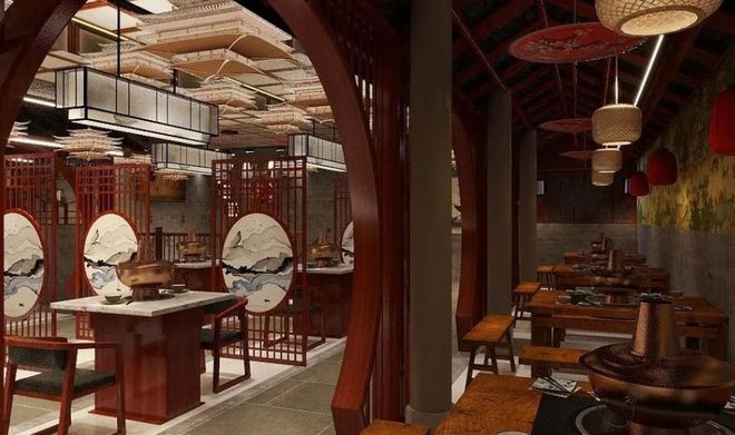格转型：这个配色让顾客食欲暴增麻将胡了2模拟器火锅店设计风(图3)